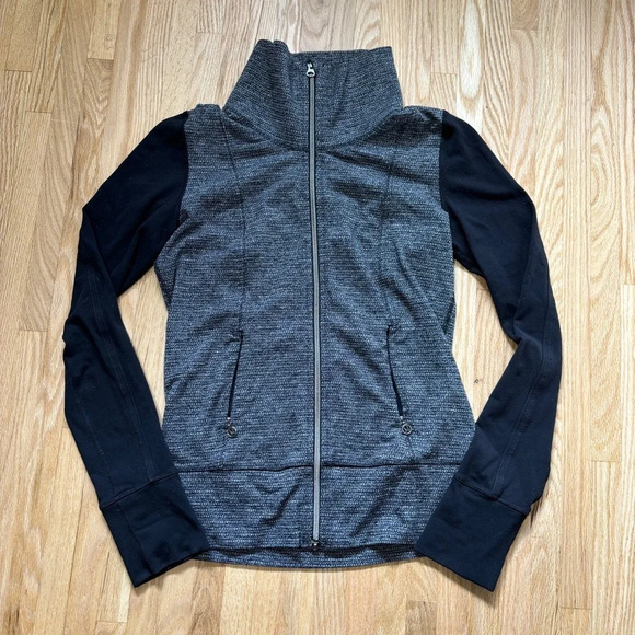 lululemon | Daily Yoga Zip-Up Jacket Coco Pique/Black Size 6 Dual Zip - Picture 1 of 9